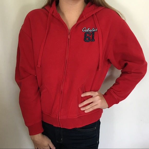 Cabela's Jackets & Coats Cabelas Womens Red Zipup Hooded Jacket